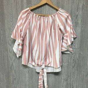 Pink and White Striped Boutique Short Sleeve Top